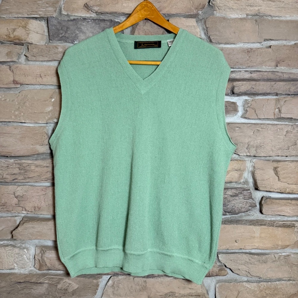 Peru Unlimited Men's V-Neck Vest Sweater Green Baby Alpaca Wool Size L